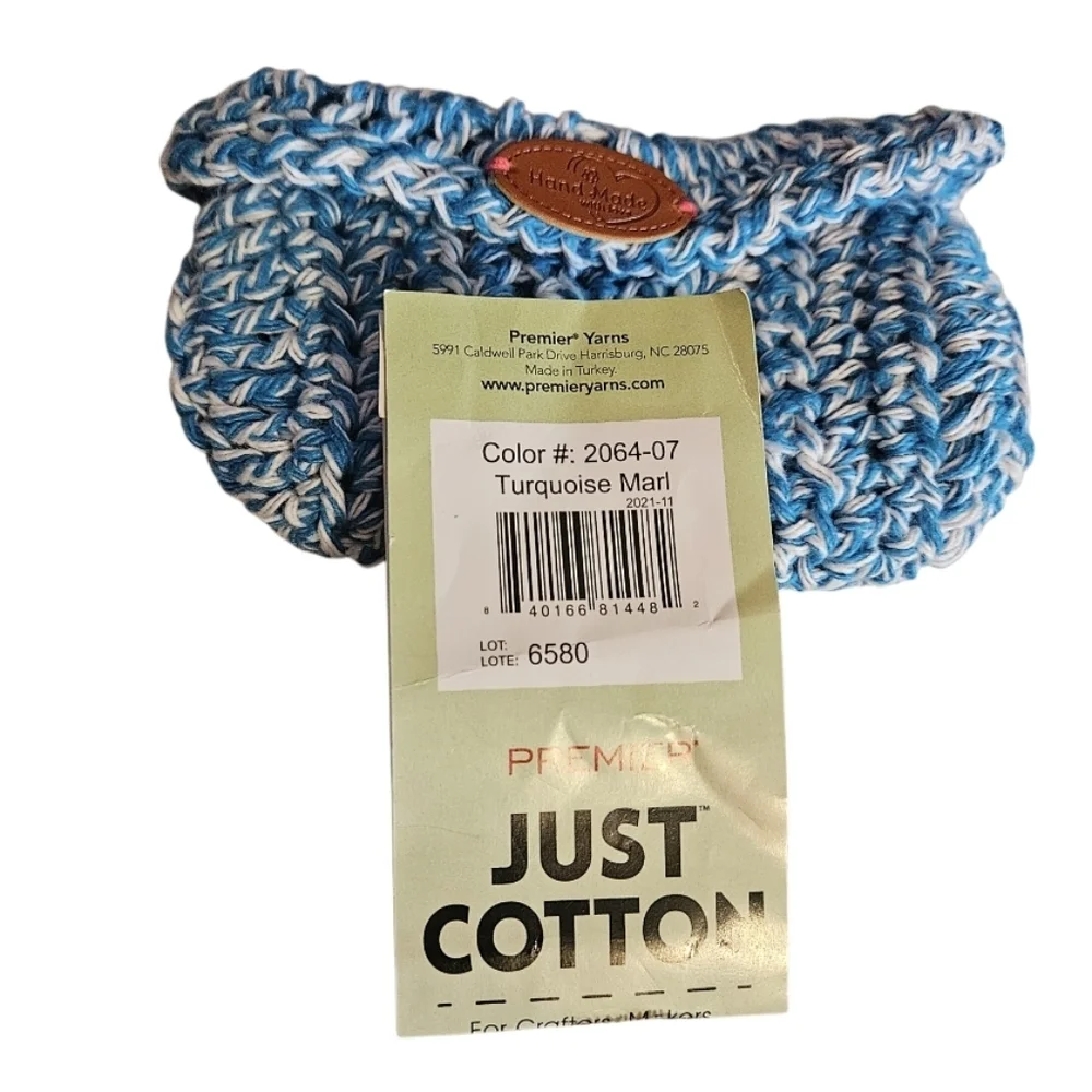 Handmade Turquoise Marl Crochet Granny Square 4-pc Coasters Set 100% Cotton